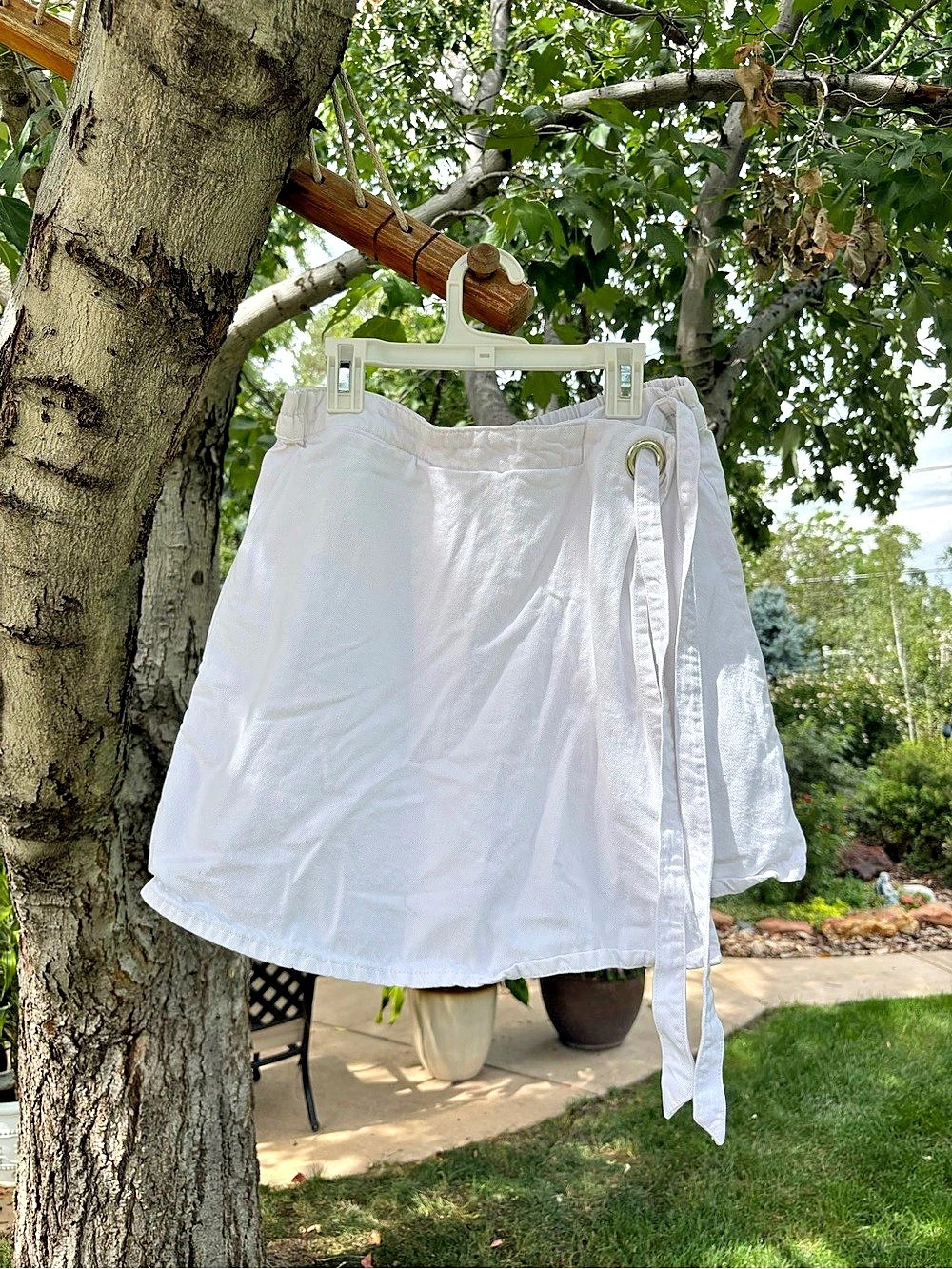 Lone Star White Cotton Crop Top and Wrap Skort Set